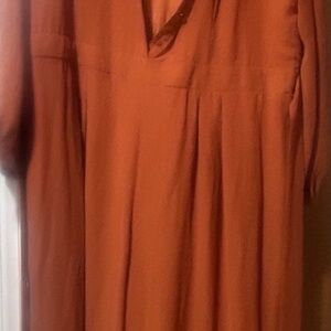 Rust Orange Long Sleeve Dress